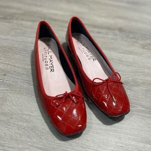 Paul Mayer Attitudes Red Patent Leather Bow Ballerina Flat Size 6B Women’s Shoes
